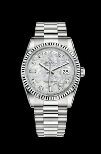 Rolex Day-Date 36 White Gold Fluted / President / MOP