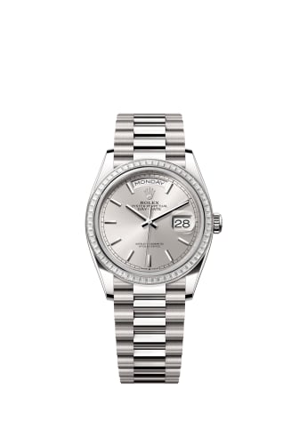 Rolex Day-Date 36 White Gold - Baguette / Silver / President