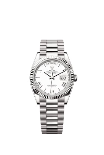 Rolex Day-Date 36 White Gold - Fluted / White - Roman / President