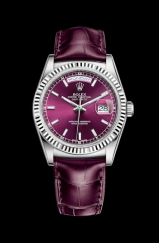 Rolex Day-Date 36 White Gold / Strap / Cherry