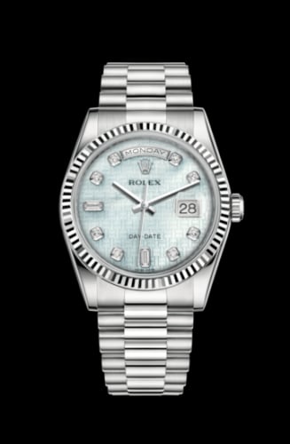 Rolex Day-Date 36 White Gold Fluted / President / Oxford MOP