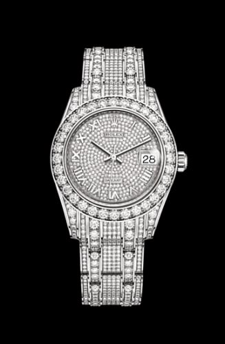 Rolex Datejust Pearlmaster 34 White Gold Diamond / Paved Roman