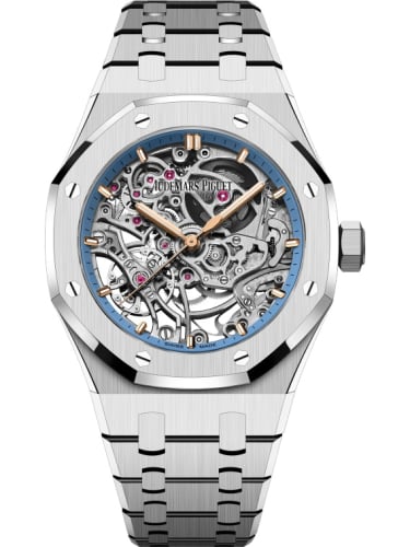 Audemars Piguet Royal Oak 37 Double Balance Wheel Openworked White Gold / Light Blue