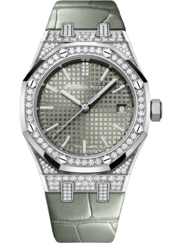 Audemars Piguet Royal Oak Selfwinding 37 White Gold - Diamond / Green / Strap