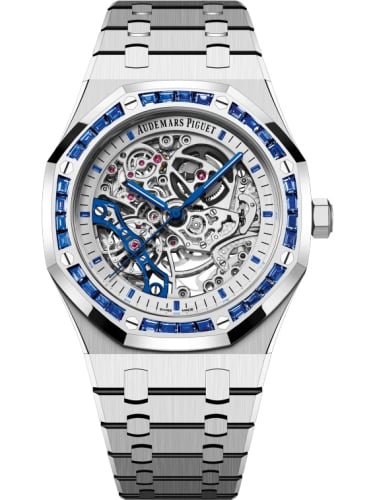 Audemars Piguet Royal Oak 41 Double Balance Wheel Openworked White Gold / Baguette Blue Sapphire