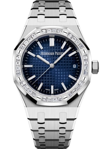 Audemars Piguet Royal Oak Selfwinding 37 White Gold - Baguette / Smoked Blue