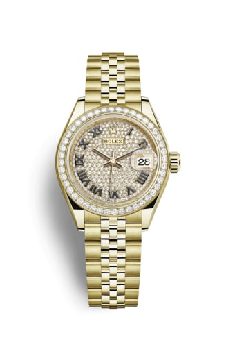 Rolex Lady-Datejust 28 Yellow Gold Diamond / Jubilee / Paved Roman
