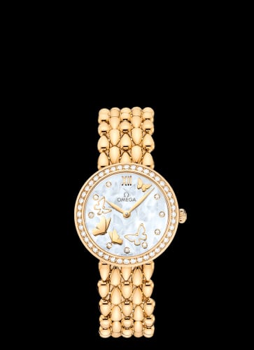 Omega De Ville Prestige Dewdrop Quartz 27.4 Yellow Gold / Diamond / Butterfly / Bracelet