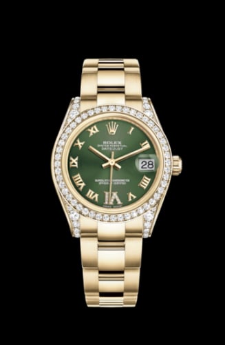 Rolex Datejust 31 Yellow Gold Diamond / Oyster / Olive Roman