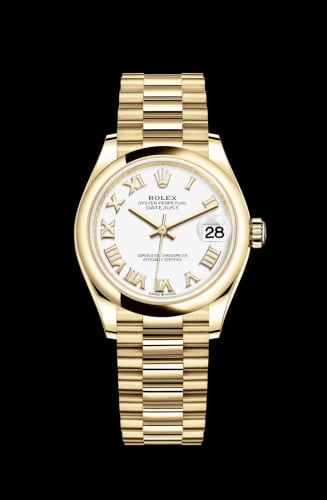 Rolex Datejust 31 Yellow Gold / Domed / White - Roman / President