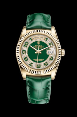 Rolex Day-Date 36 Yellow Gold / Strap / Green Arabic