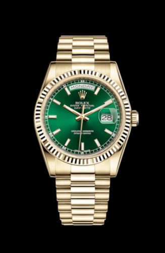 Rolex Day-Date 36 Yellow Gold Fluted / President / Green