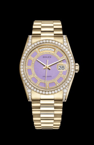 Rolex Day-Date 36 Yellow Gold Diamonds / President / Lavender Jade Carousel