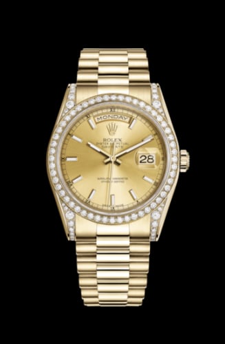 Rolex Day-Date 36 Yellow Gold Diamonds / President / Champagne Diamond