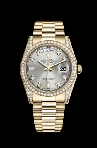 Rolex Day-Date 36 Yellow Gold Diamonds / President / Silver Diamond