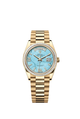Rolex Day-Date 36 Yellow Gold - Baguette / Turquoise / President