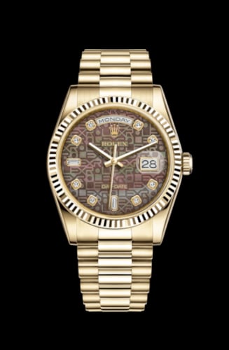 Rolex Day-Date 36 Yellow Gold Fluted / President / Black MOP Computer