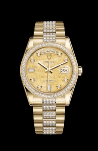 Rolex Day-Date 36 Yellow Gold Diamonds / President Diamonds / Champagne MOP Computer