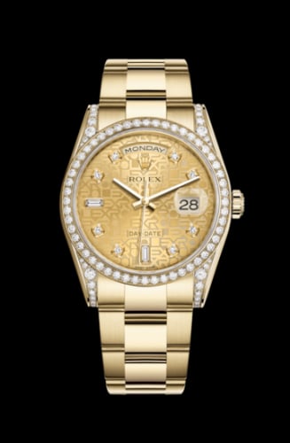 Rolex Day-Date 36 Yellow Gold Diamonds / Oyster / Champagne Computer