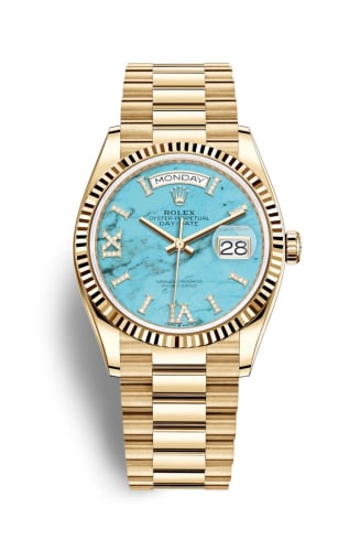 Rolex Day-Date 36 Yellow Gold / Fluted / Turquoise / President