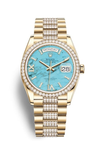Rolex Day-Date 36 Yellow Gold / Diamond / Turquoise / President-Diamond