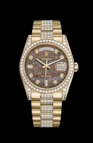 Rolex Day-Date 36 Yellow Gold Diamonds / President Diamonds / Black MOP Computer