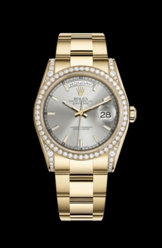Rolex Day-Date 36 Yellow Gold Diamonds / Oyster / Silver Diamond