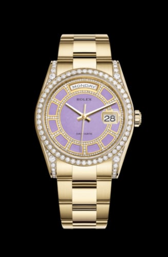 Rolex Day-Date 36 Yellow Gold Diamonds / Oyster / Lavender Jade Carousel