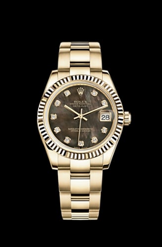Rolex Datejust 31 Yellow Gold Fluted / Oyster / Black MOP