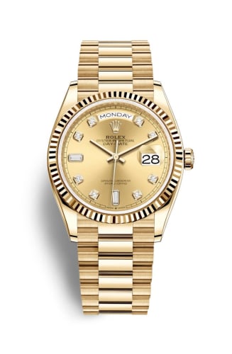 Rolex Day-Date 36 Yellow Gold / Fluted / Champagne - Diamond / President