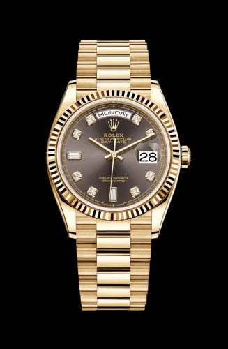 Rolex Day-Date 36 Yellow Gold / Fluted / Dark Grey-Diamond / President