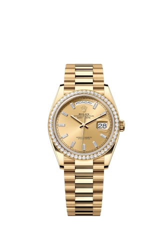 Rolex Day-Date 36 Yellow Gold - Diamond / Champagne - Baguette / President