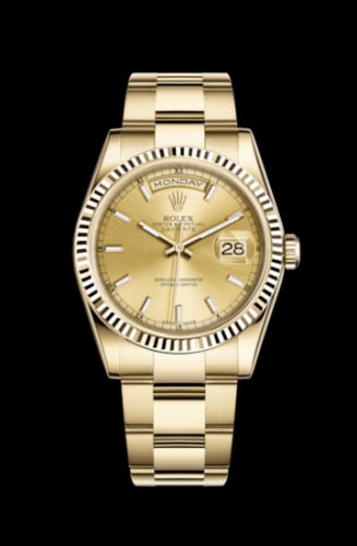 Rolex Day-Date 36 Yellow Gold Fluted / Oyster / Champagne