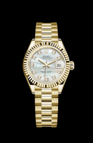 Rolex Lady-Datejust 28 Yellow Gold Fluted / President / MOP