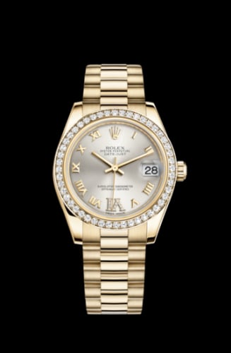 Rolex Datejust 31 Yellow Gold Diamond / President / Silver Roman
