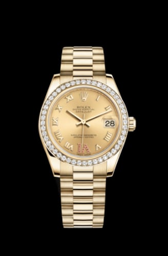Rolex Datejust 31 Yellow Gold Diamond / President / Champagne Roman
