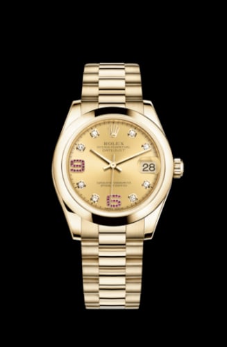 Rolex Datejust 31 Yellow Gold Domed / President / Champagne Diamond