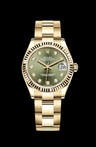 Rolex Datejust 31 Yellow Gold / Fluted / Olive - Diamond / Oyster