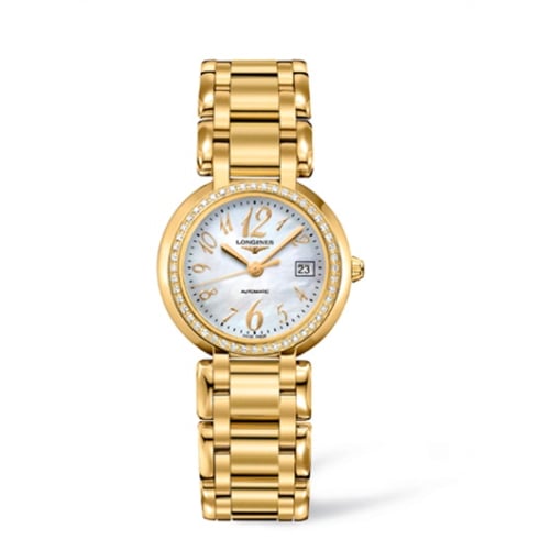 Longines PrimaLuna Automatic 30 Yellow Gold Diamond Funky MOP
