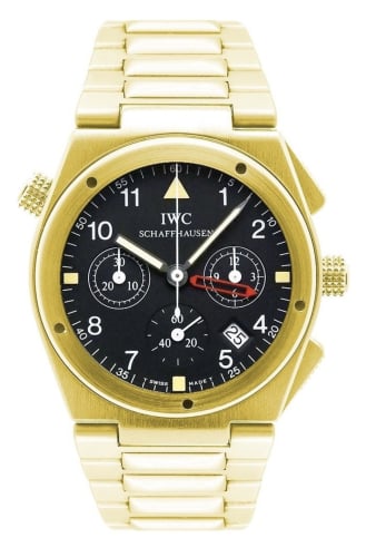 IWC Schaffhausen Ingenieur Mecaquartz Chronograph Alarm Yellow Gold / Black / Bracelet