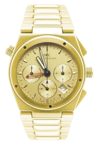 IWC Schaffhausen Ingenieur Mecaquartz Chronograph Alarm Yellow Gold / Champagne / Bracelet