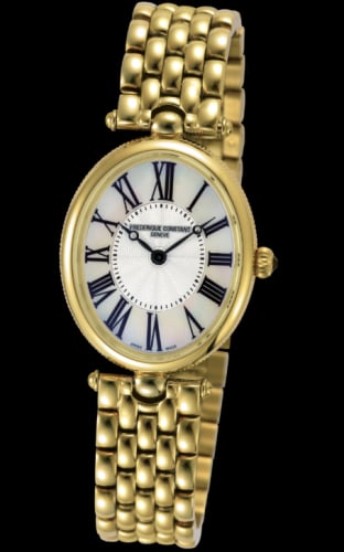 Frederique Constant Art Deco Oval Yellow Gold / Silver / Bracelet