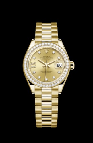 Rolex Lady-Datejust 28 Yellow Gold Diamond / President / Champagne Diamonds