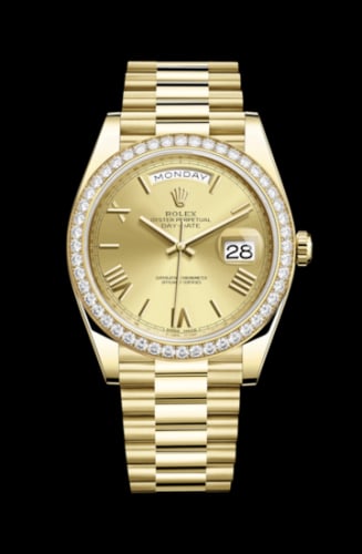 Rolex Day-Date 40 Yellow Gold / Diamond / Champagne - Roman
