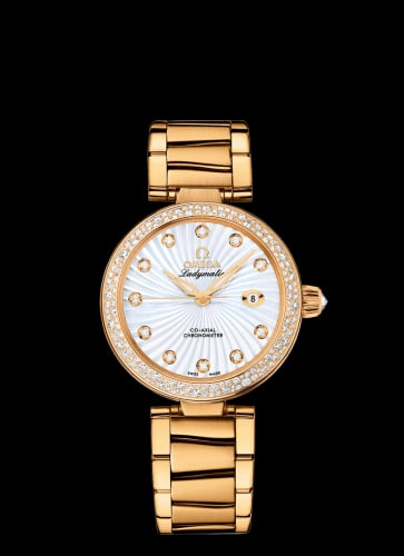 Omega LadyMatic Co-Axial 34 Yellow Gold / Diamond / MOP / Bracelet