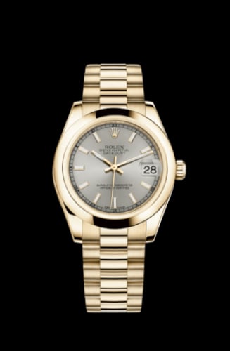 Rolex Datejust 31 Yellow Gold Domed / President / Silver
