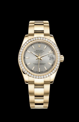 Rolex Datejust 31 Yellow Gold Diamond / Oyster / Silver