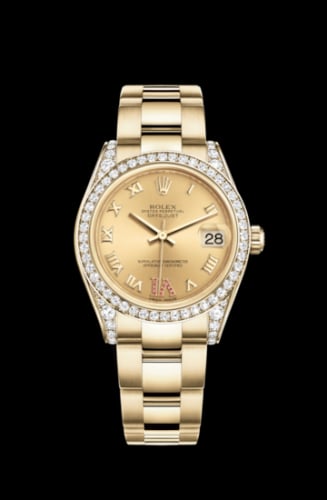 Rolex Datejust 31 Yellow Gold Diamond / Oyster / Champagne Roman