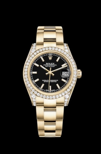 Rolex Datejust 31 Yellow Gold Diamond / Oyster / Black
