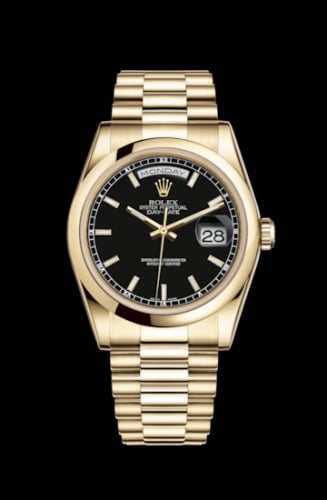 Rolex Day-Date 36 Yellow Gold Domed / President / Black